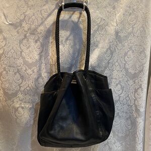 Antonio Melani Elegant Black Leather Shoulder Bag purse